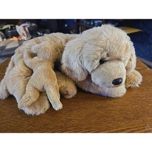 DEMDACO PLUSH  REALISTIC GOLDEN RETRIEVER  With PUPPY DOG